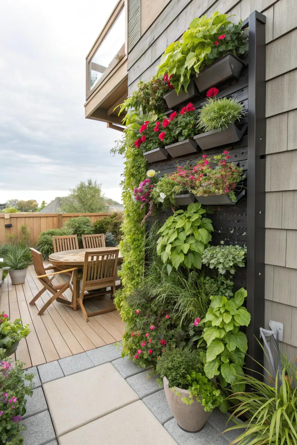 A vertical garden can maximize greenery in limited space.