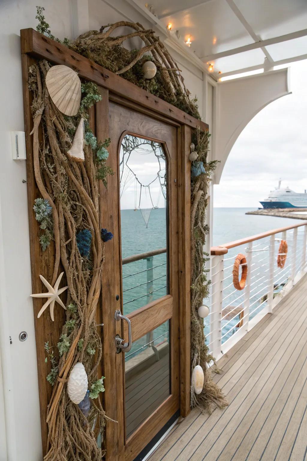 Sustainable decorations bring natural beauty to your cruise door.