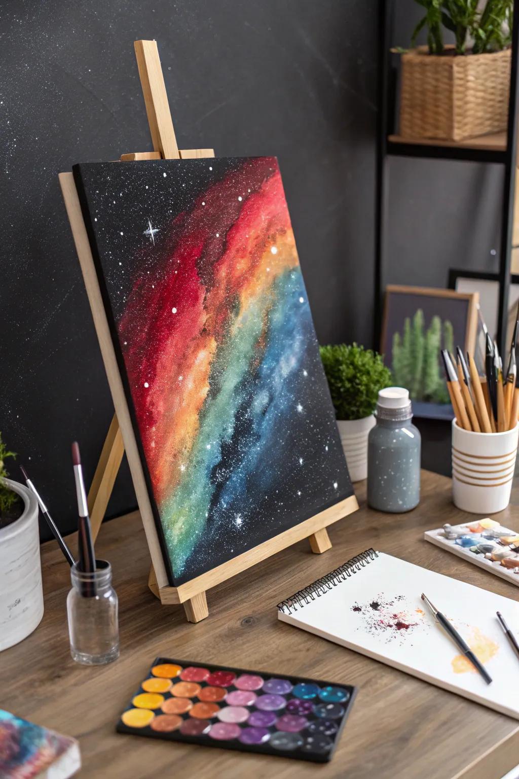 Dream with an abstract galaxy painting