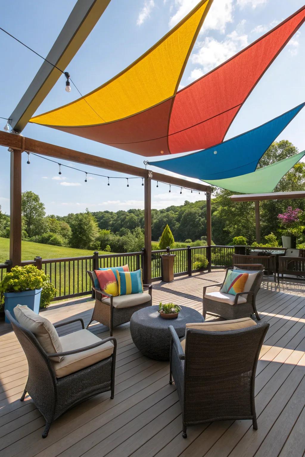 Sun sails offer a unique and stylish shade solution for decks.