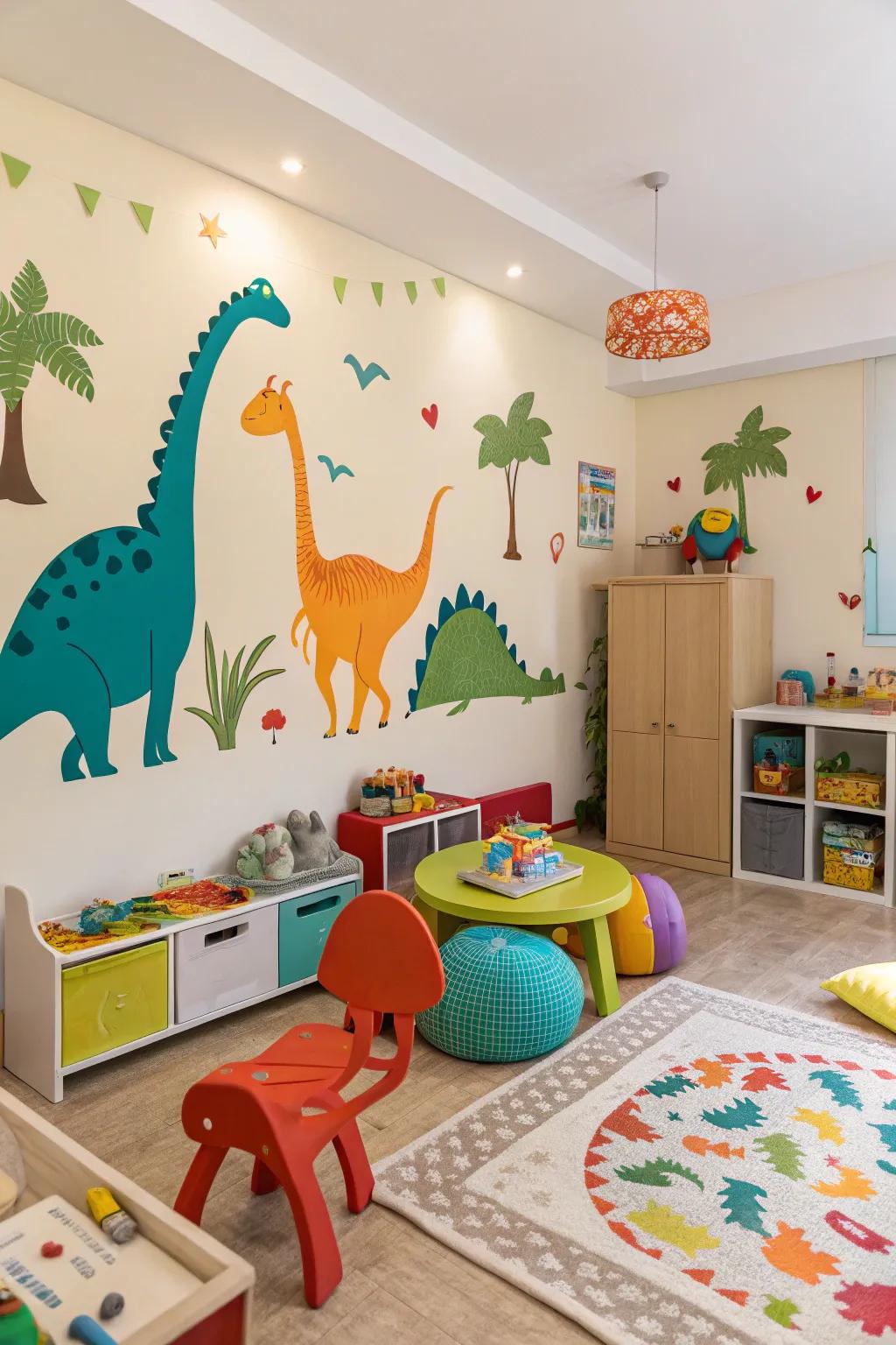 Dinosaur wall decals that bring the prehistoric theme to life.