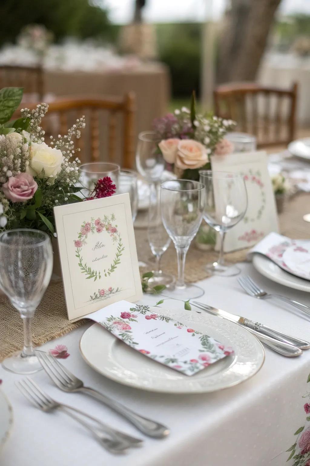 Personalized seating labels append a considerate nuance.