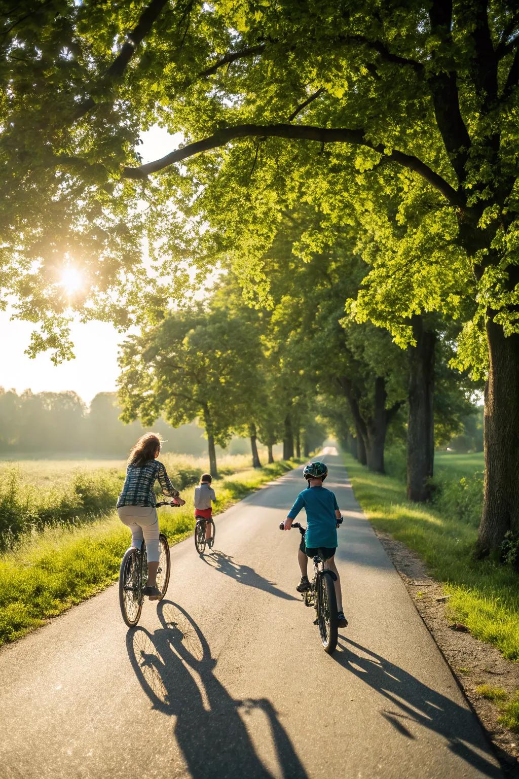 Capture the thrill of a family bicycle adventure.