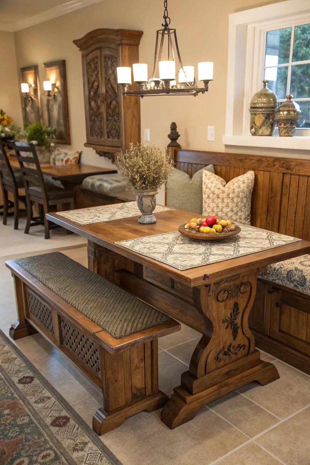 Functional furniture enhancing farmhouse style.