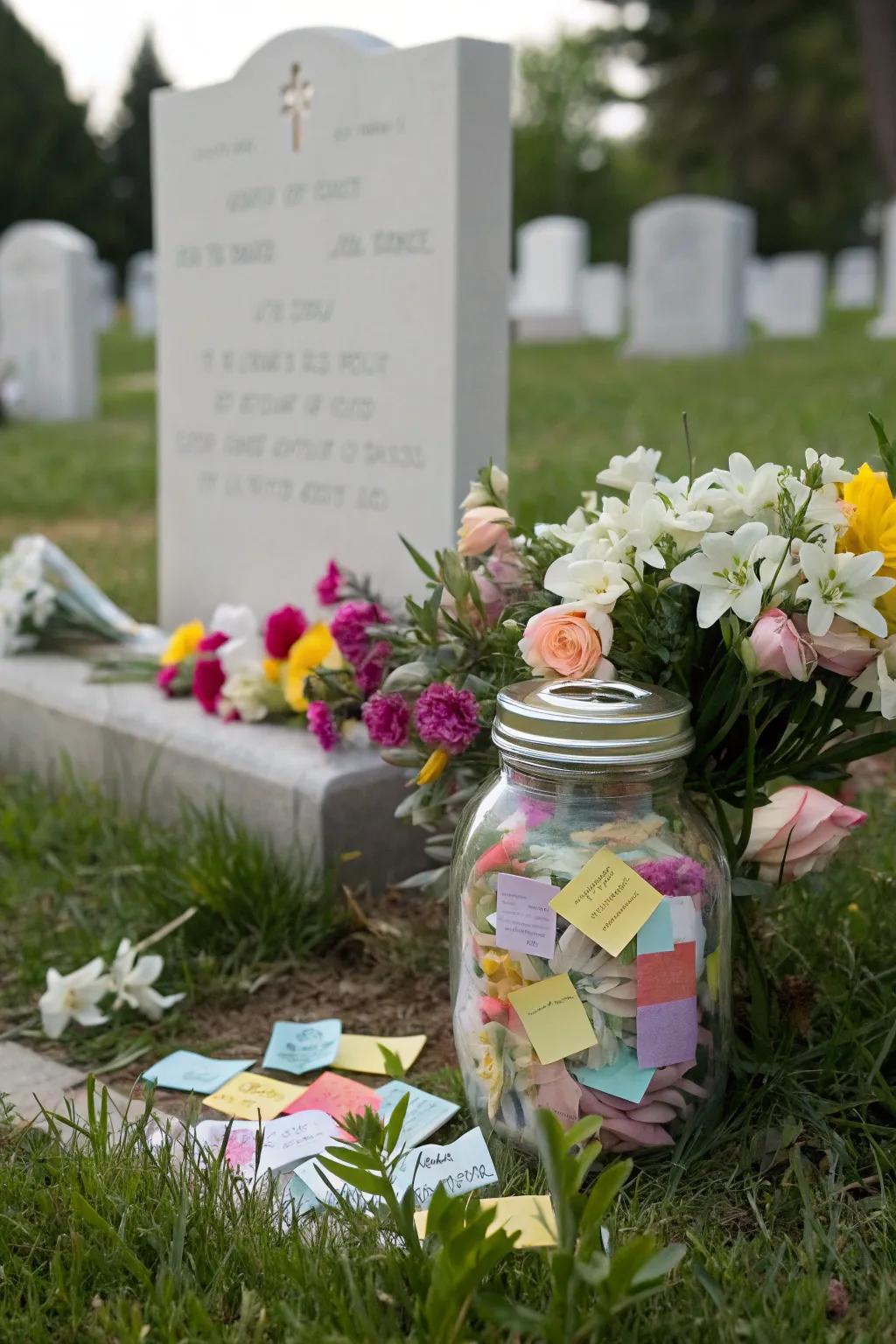 A memory jar preserves heartfelt stories and messages.
