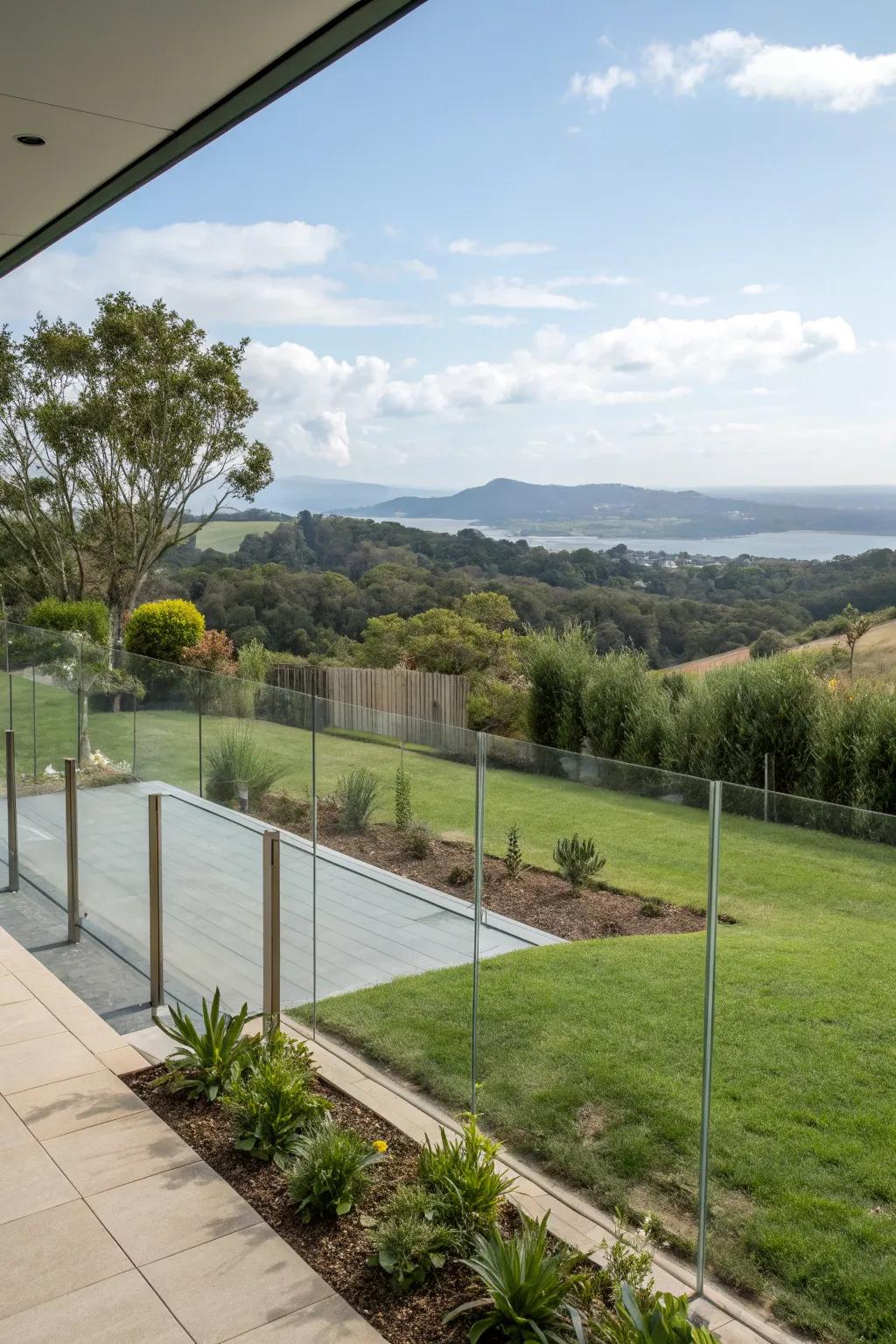 Glass panel fences offer a modern and unobstructed view.