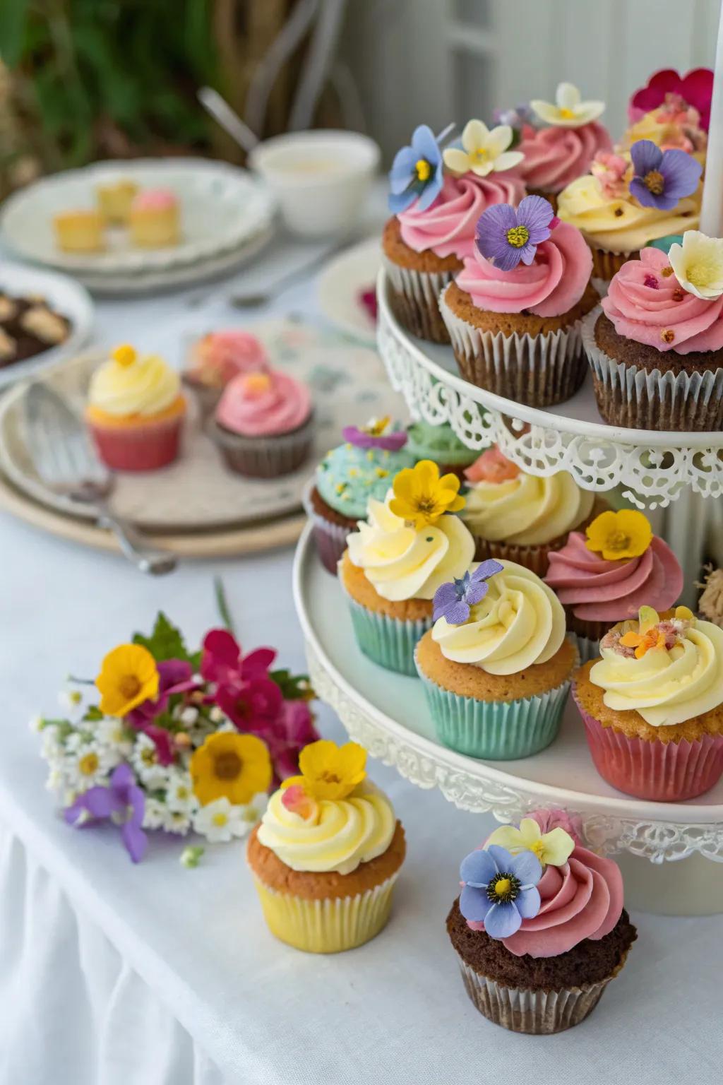 Delight your guests with delicious floral-themed desserts.