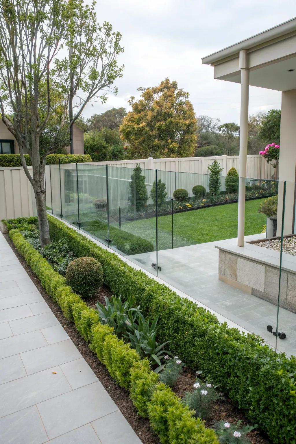 Modern minimalism with glass panel fencing