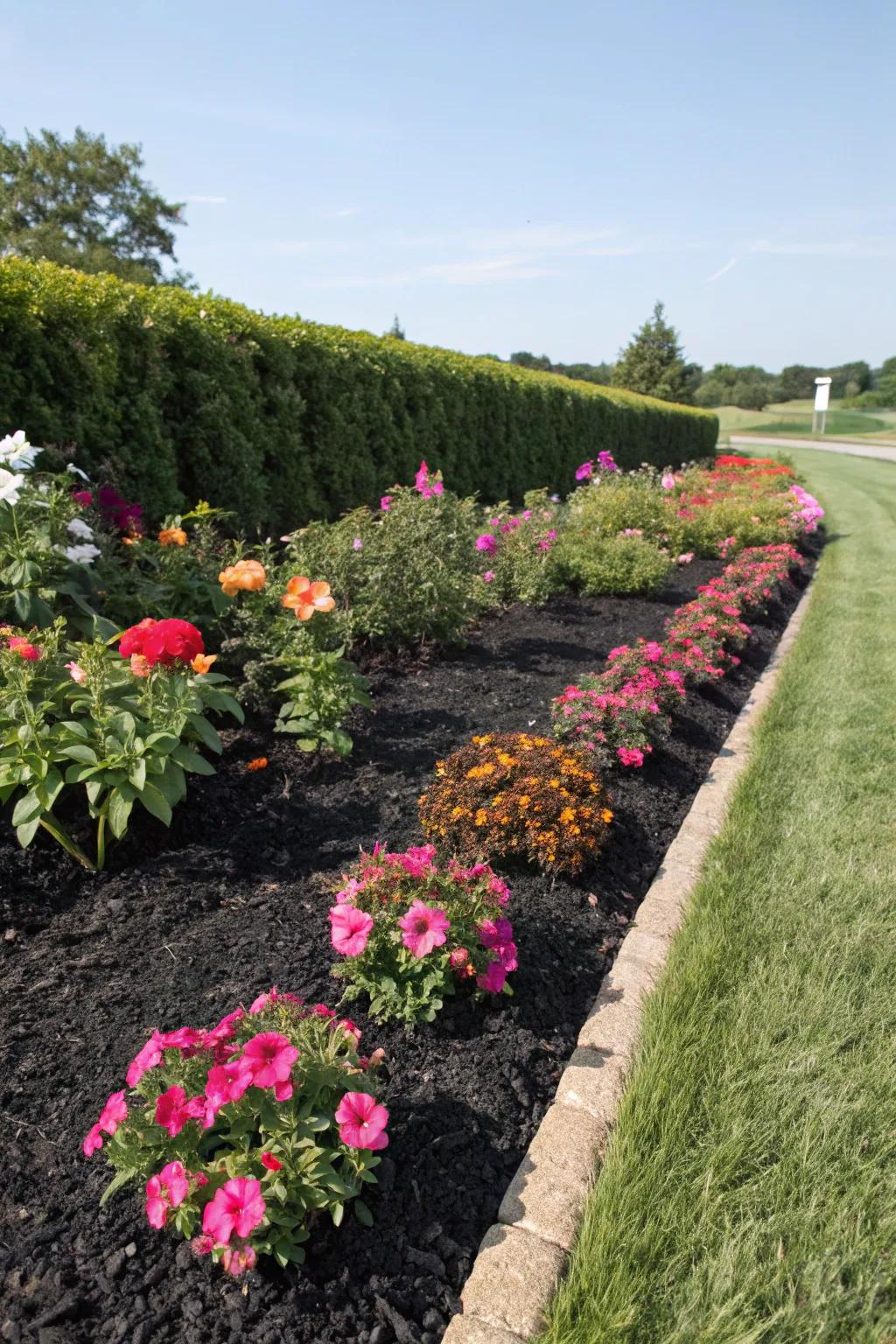 Revitalize flower beds with the bold look of black mulch.