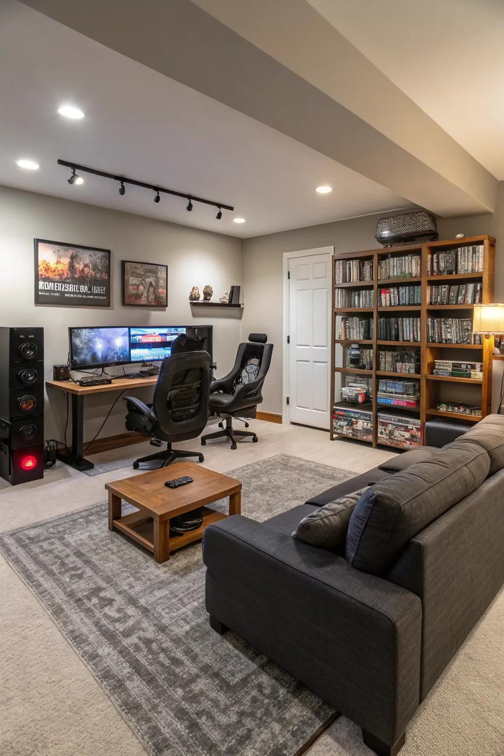 A spacious layout allows for both gaming and social interactions.