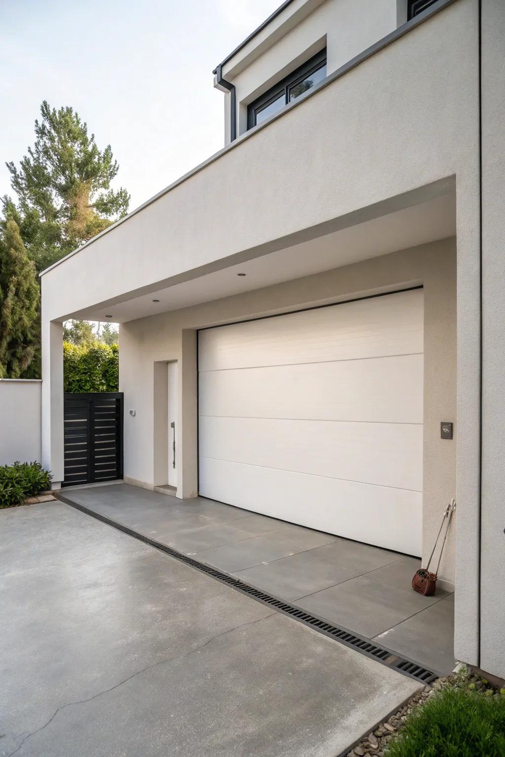 A minimalist modern garage with sleek, elegant lines.