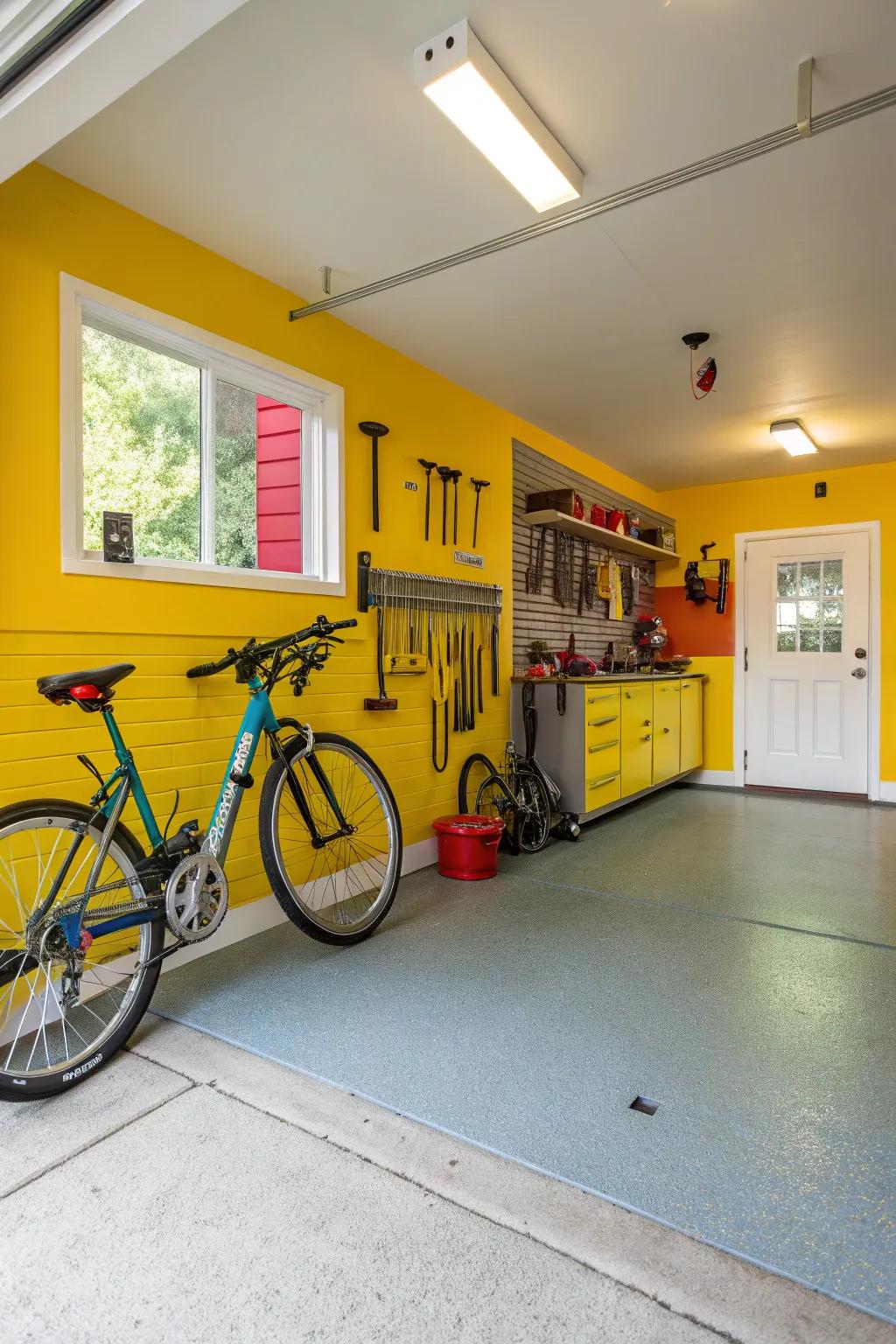 Brighten up your garage with vibrant paint.