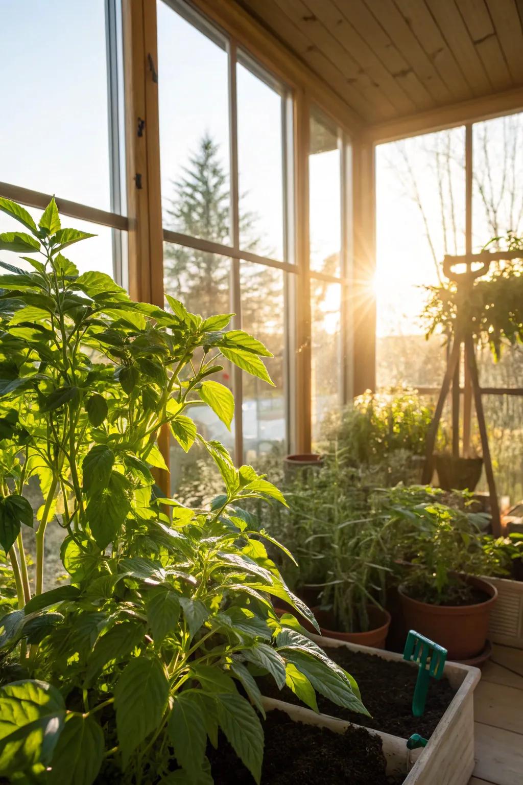 Natural brightness from window panes enhances plant development in your interior garden.