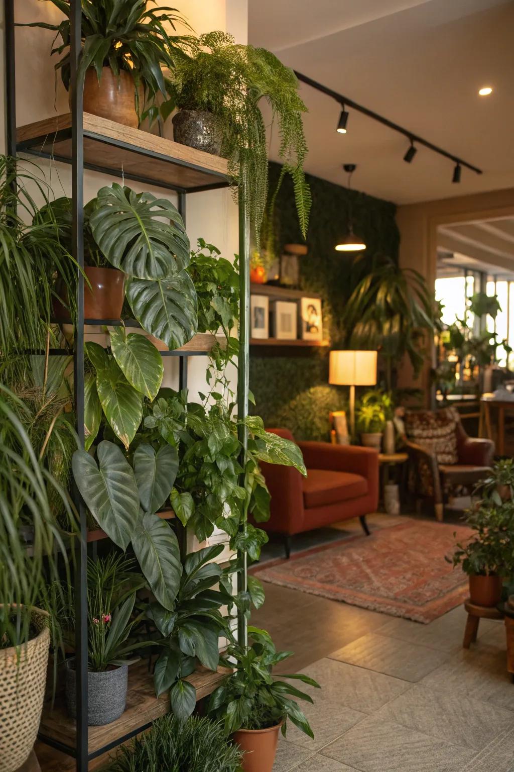 Plants infuse natural beauty and energy into the space.