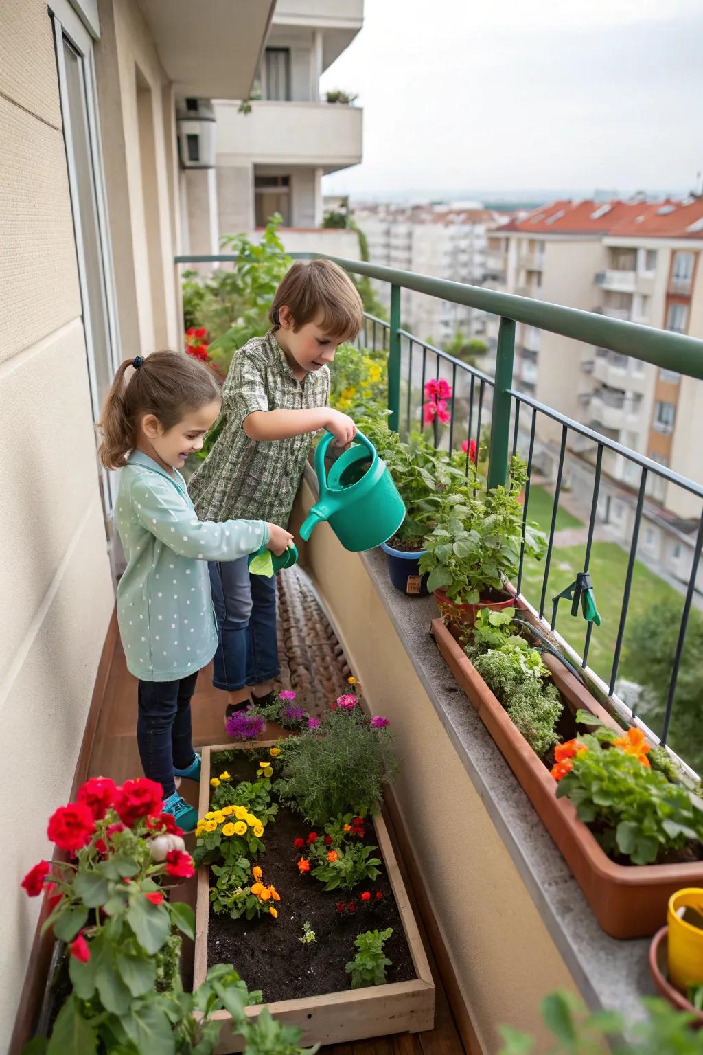 A balcony garden can be both educational and fun for kids.