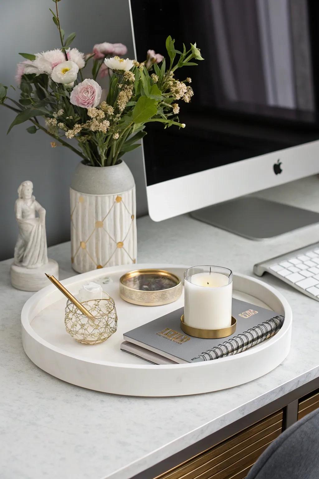 A minimalistic yet elegant setup on a lazy Susan.