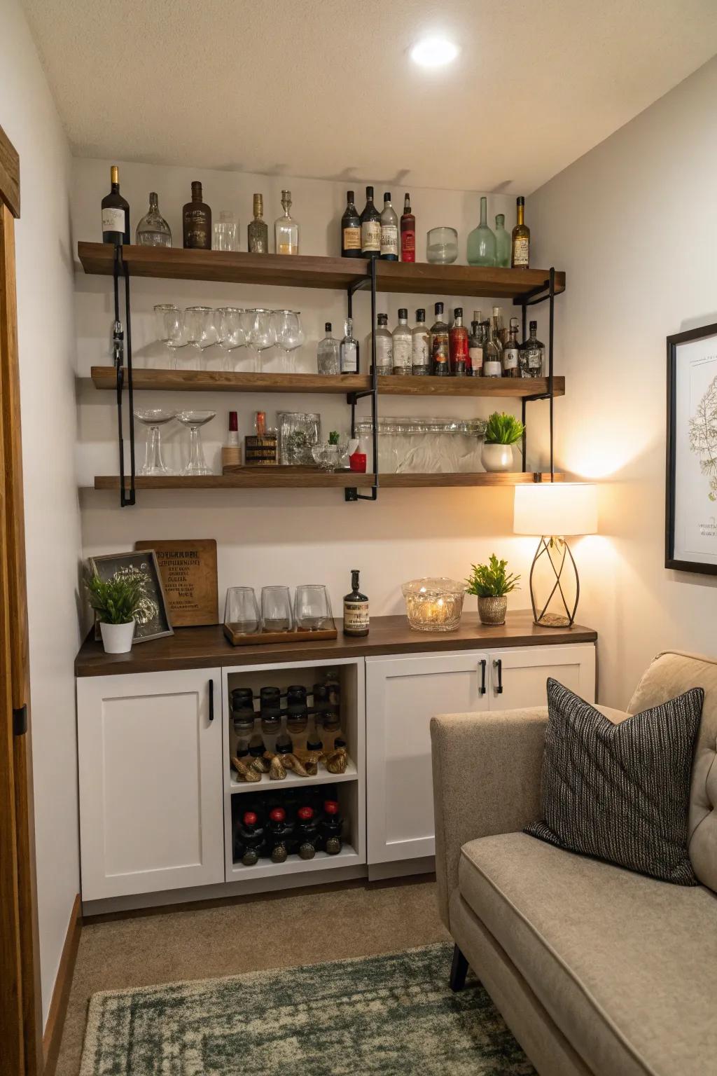 A personal bar area adds sophistication and convenience to your man cave.