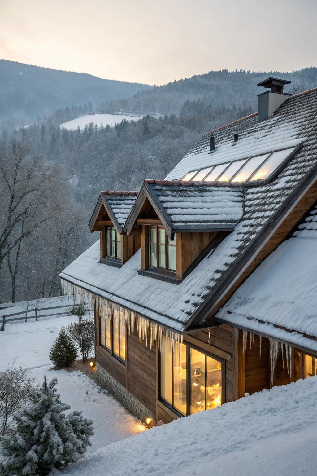 Distinctive roof styles enhancing mountain home design.