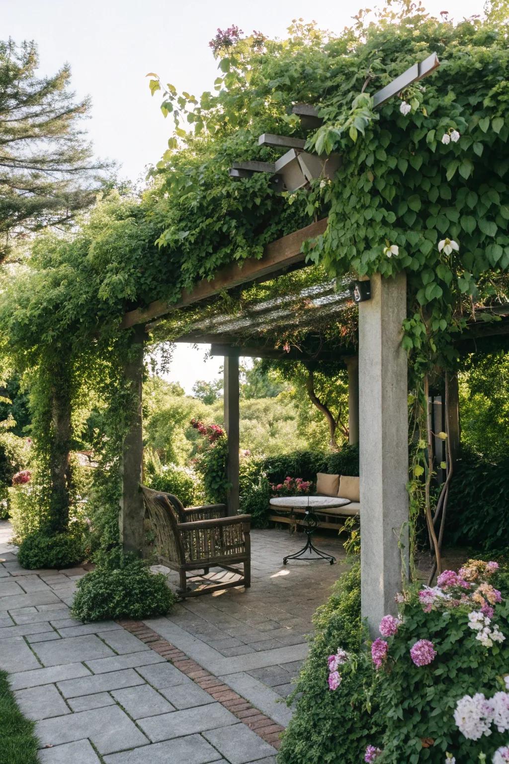 Pergolas provide both shade and a beautiful structure for climbing plants.