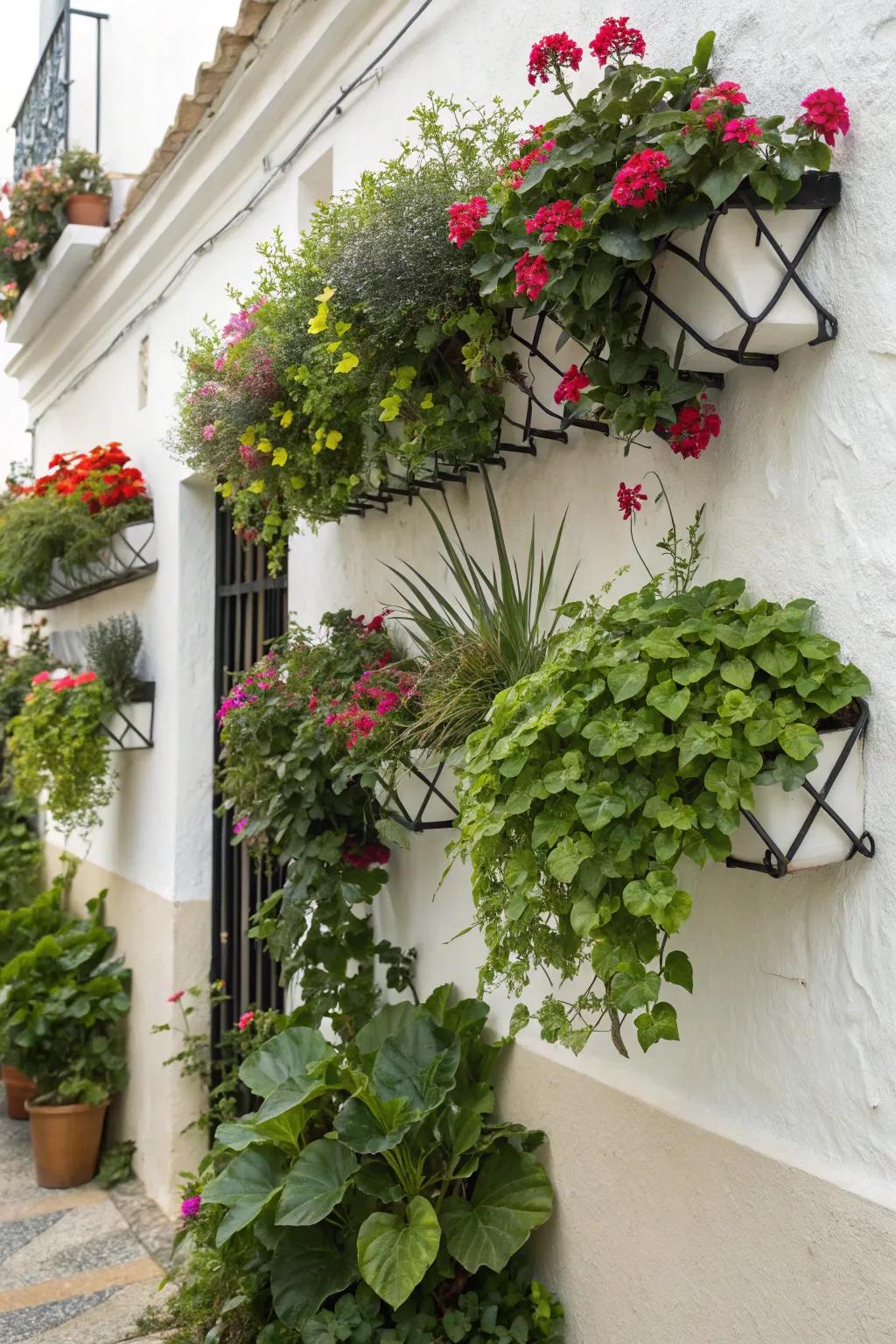 Create a vibrant display with mixed plants and flowers.