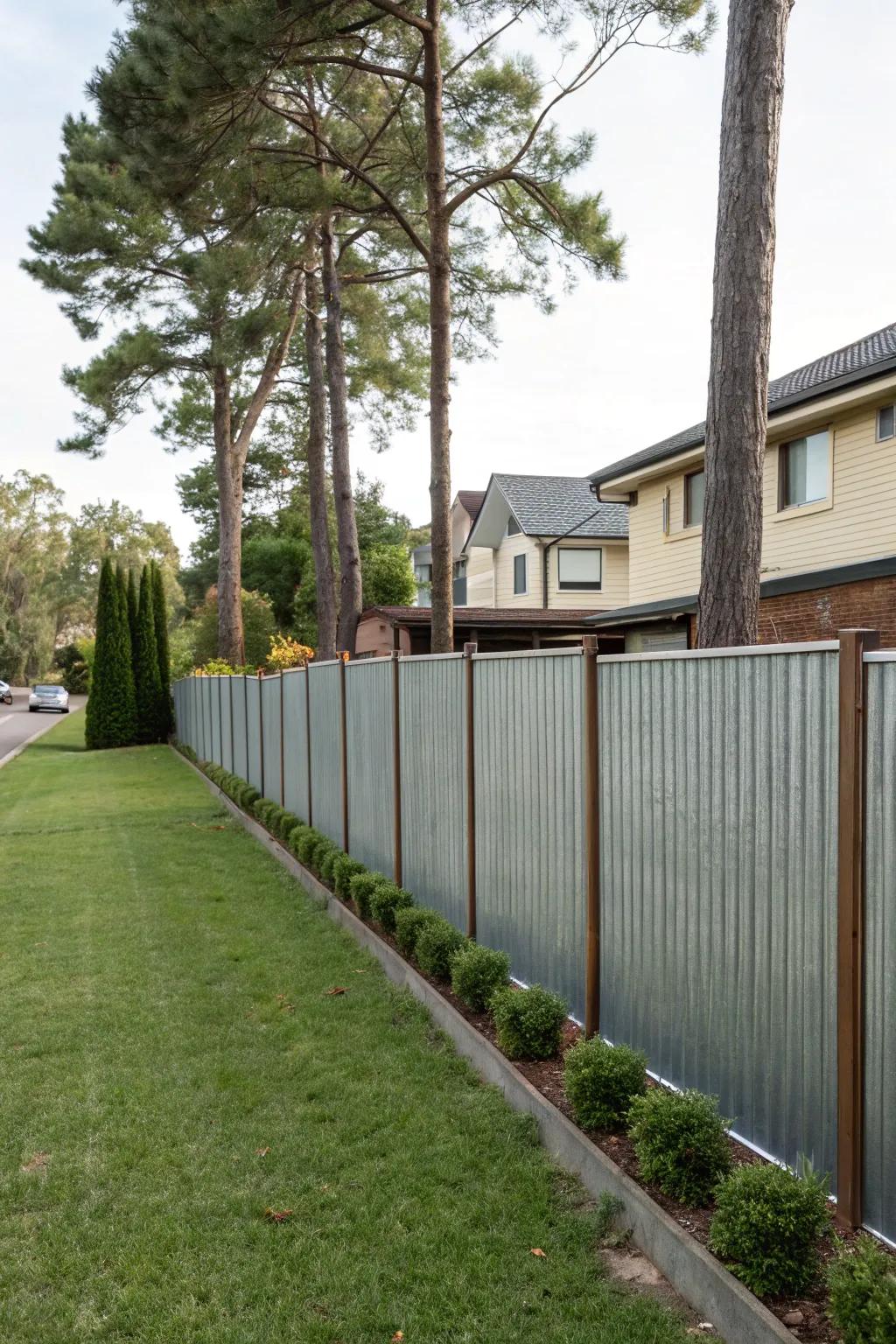 Corrugated metal fences offer durability with an industrial edge.