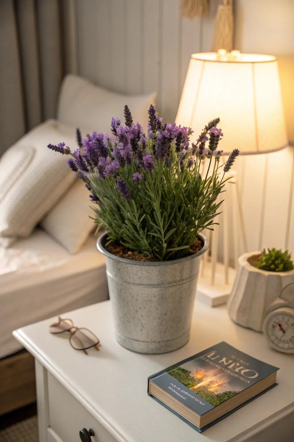 A tranquilizing lavender container, ideally suited for infusing serenity into your mother's space.
