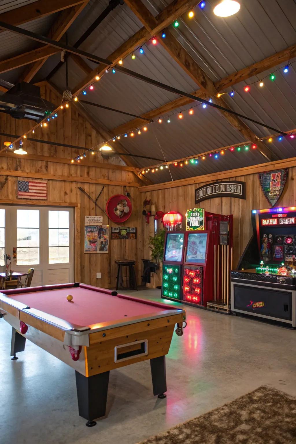 Transform your pole barn into a lively game room.