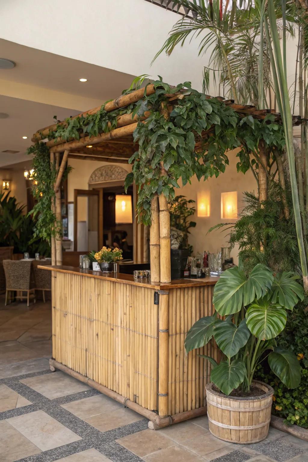 Earth-friendly materials create a sustainable and appealing reception station.