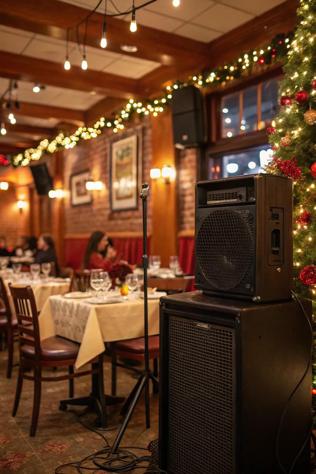 Music that permeates the air with celebratory joy.