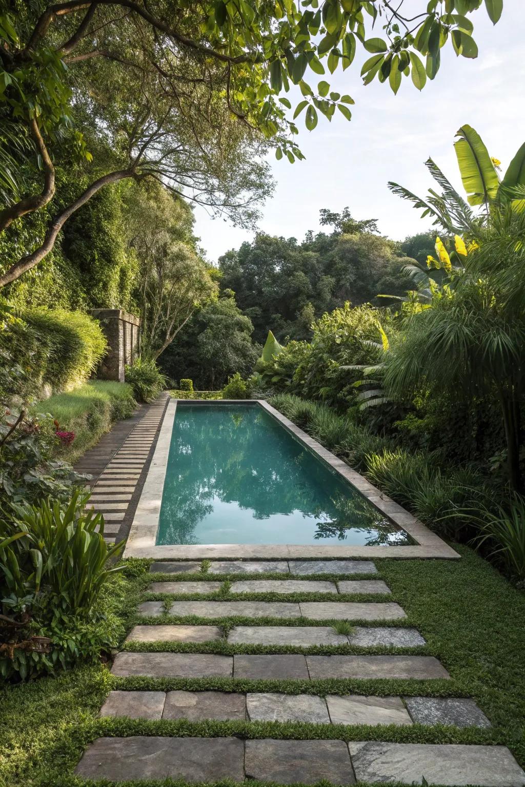 A stone pathway adds both charm and functionality.