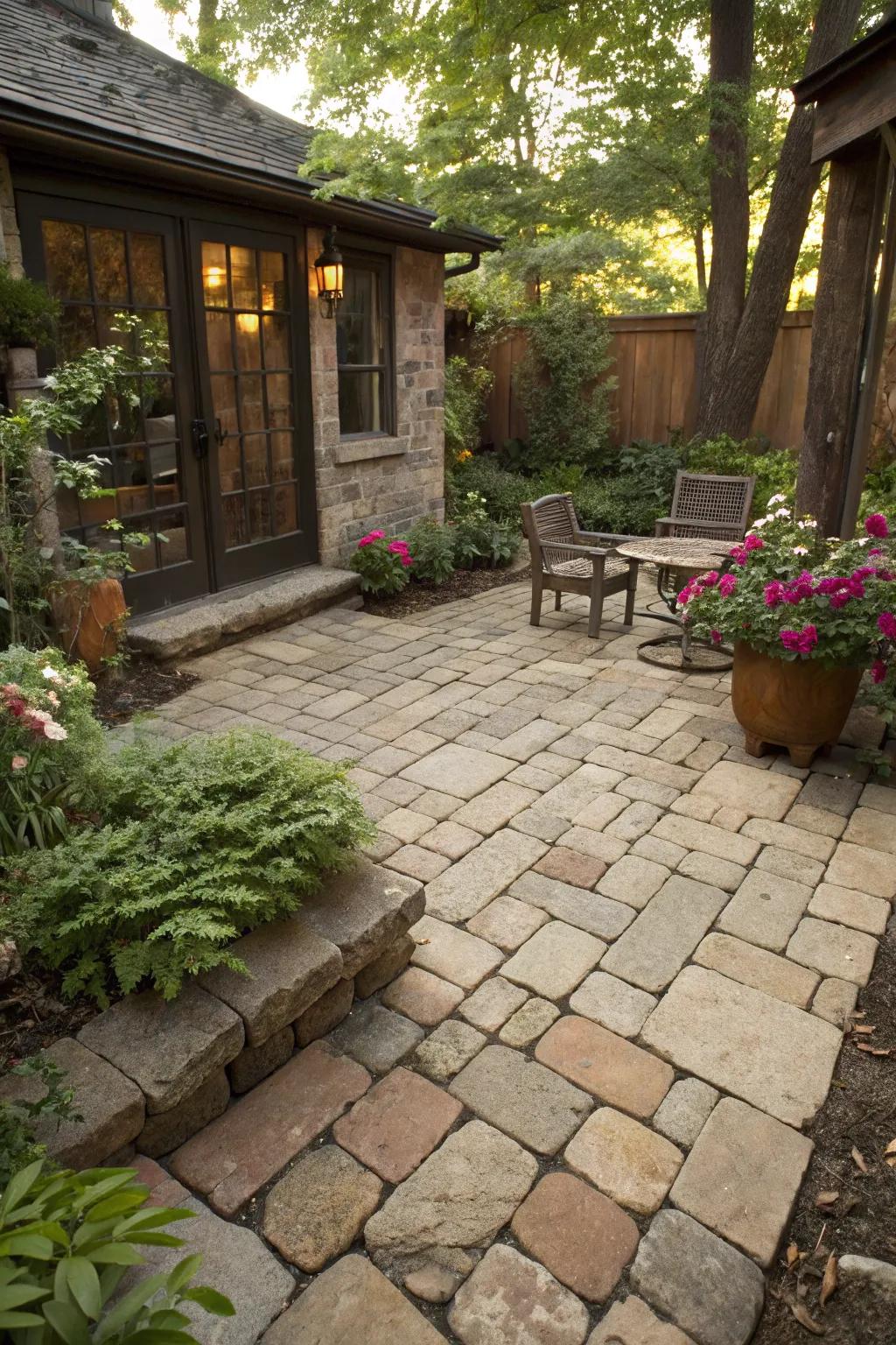 Reclaimed materials bring unique character to patio designs.