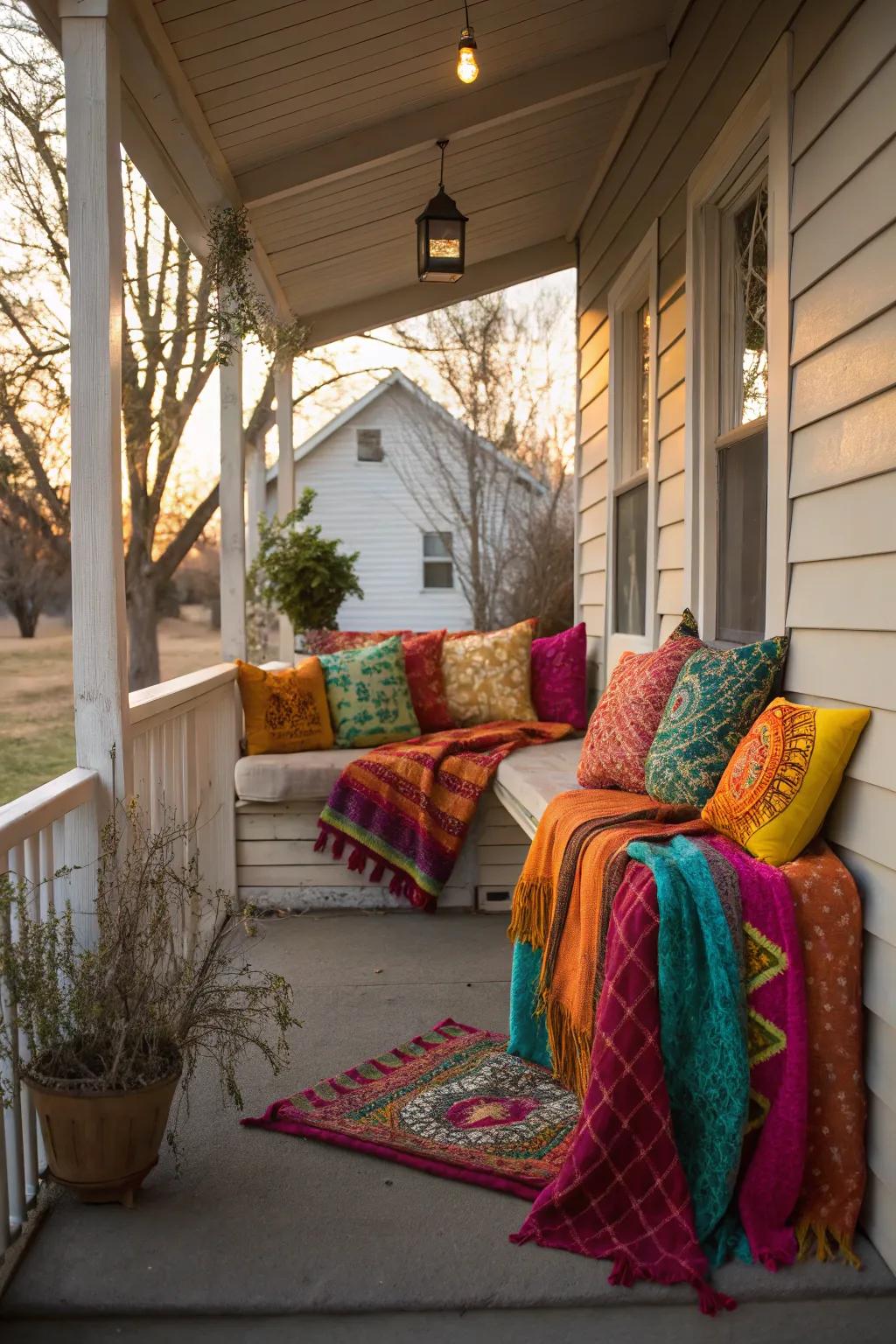 Textiles append warmth and individualism to your veranda.