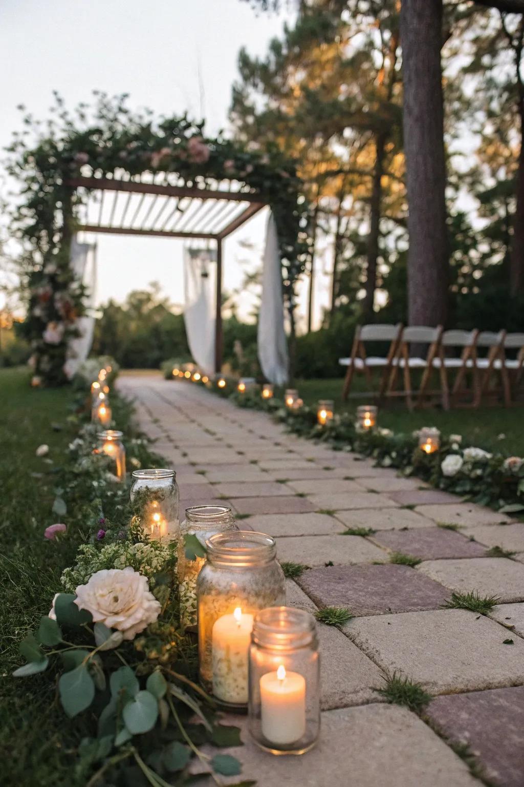 Rustic charm with candle mason jars.